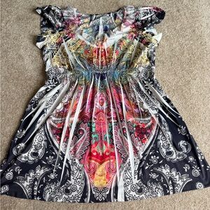 Covington Multicolor Paisley Print Cap-Sleeve Blouse